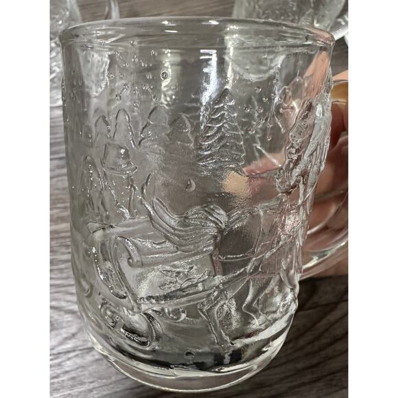 Luminarc USA Heavy Clear 3D Glass House Christmas Mugs 10 oz Set of 4 Vtg 80's - Picture 8 of 15